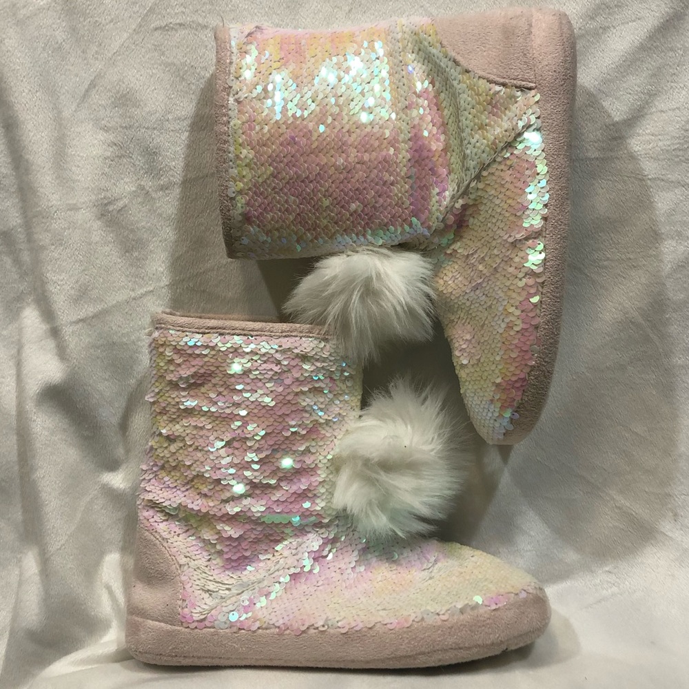 Justice ~ Slippers ~ Flip Sequins and Pompom